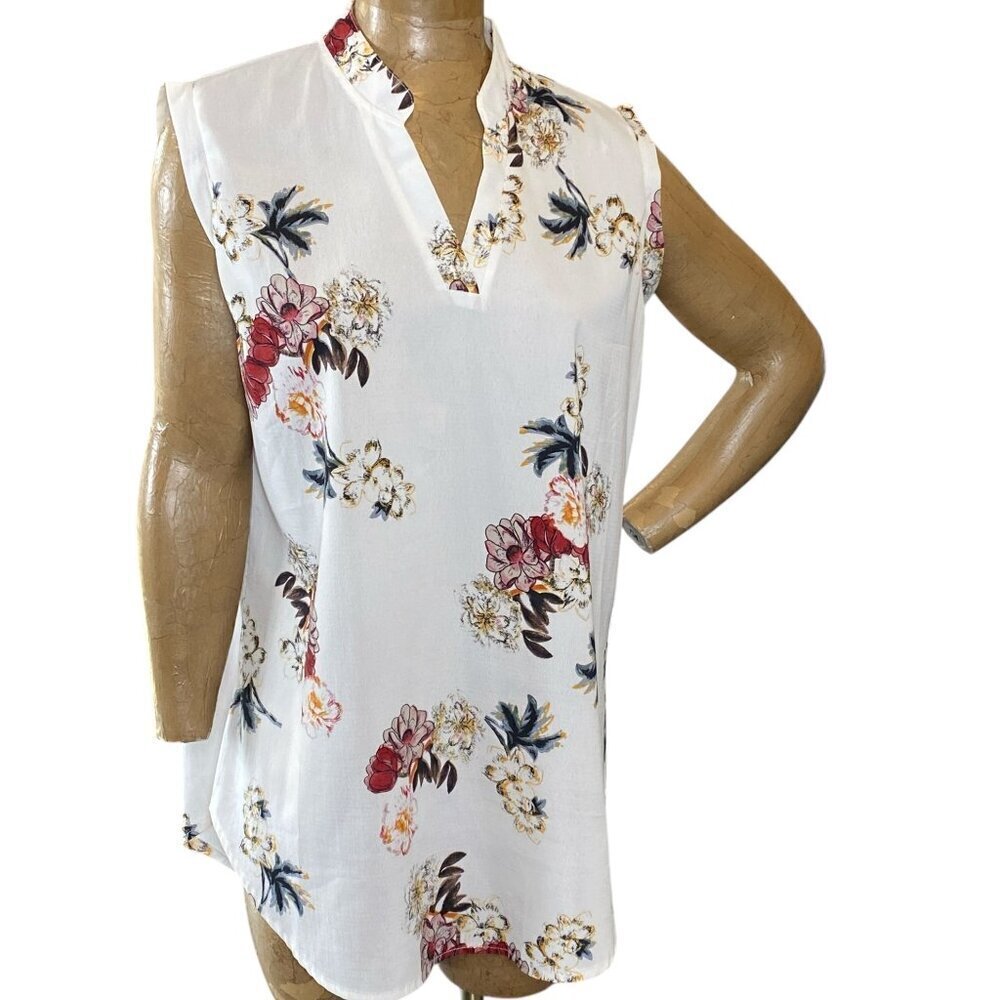 Amaryllis Sleeveless Floral Tunic Top Sz‎ L #340H